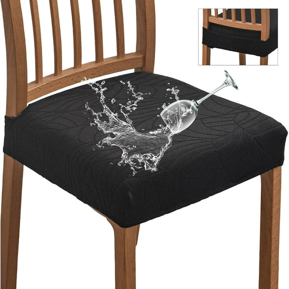 CHUNTIAN Stretch Dining Chair Seat Covers for Dining Room Chairs Set of 6, Waterproof Kitchen Chair Covers Removable Washable Chair Seat Slipcovers Chair Seat Slipcovers Protector (Rear-Covered, 18)