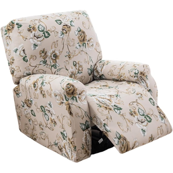 CHUNTIAN Stretch Recliner Slipcovers Printed Sofa Cover 4-Piece Fallon Collection Slipcover Lazy Boy Chair Covers Furniture Protector Recliner Chair Cover with Storage Pocket for Living Room, A2