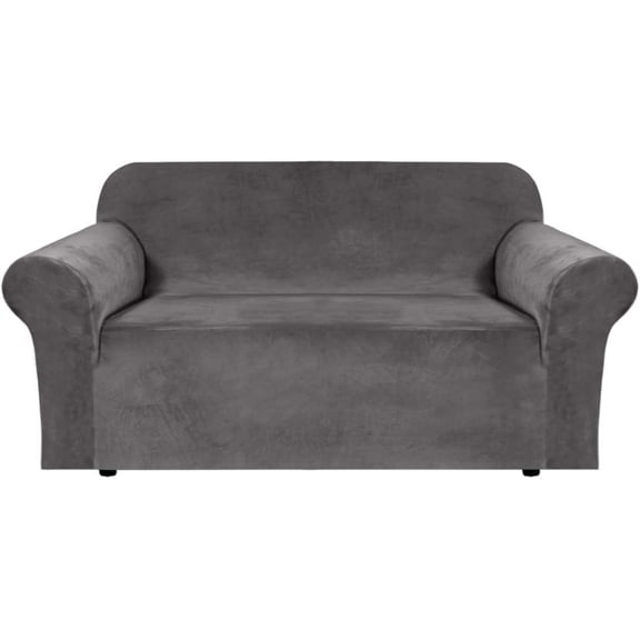 CHUNTIAN Stretch Velvet Sofa Covers for 3 Cushion Couch Covers Sofa Slipcovers Furniture Protector Soft with Non Slip Elastic Bottom, Crafted from Thick Comfy Rich Velour (Sofa 72"-90", Gray)
