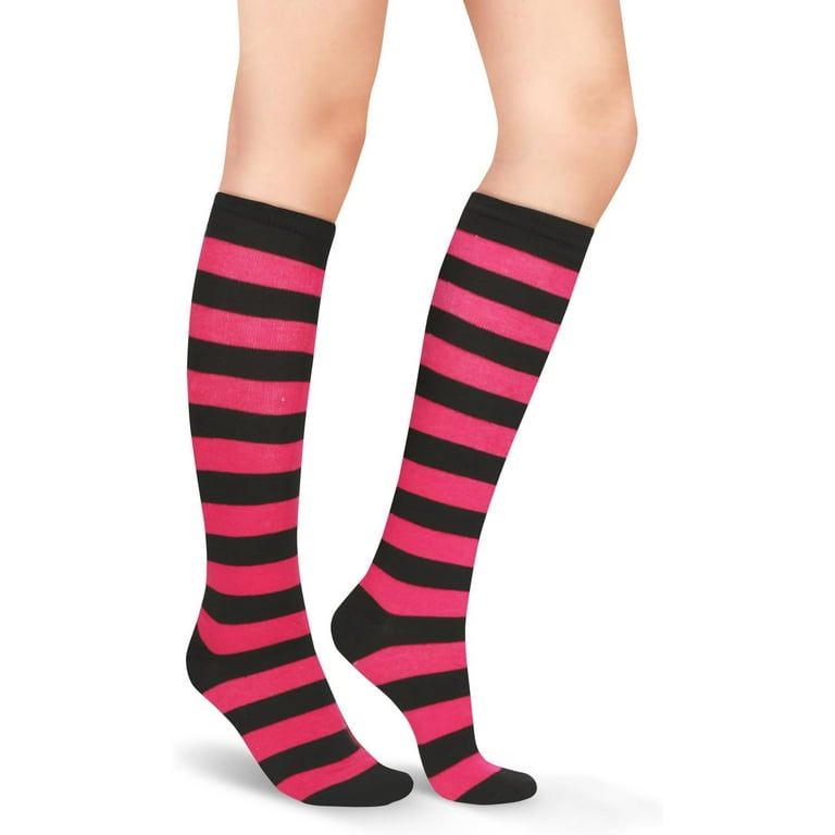 CHUNTIAN Striped Knee High Socks for Women Girls Tube Socks with Stripes Over The Calf Long Knee Socks Colorful Athletic