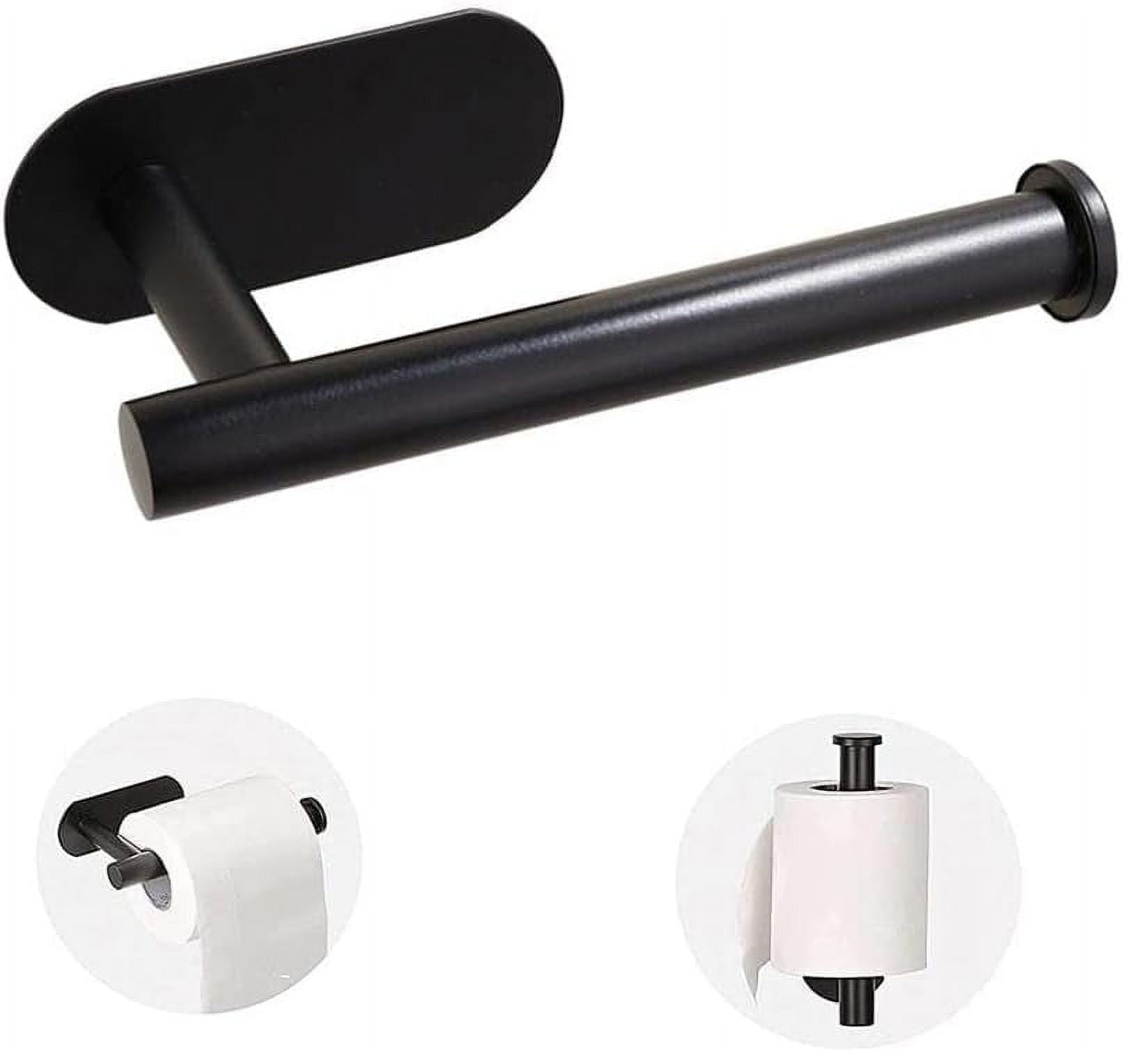Matte Black Stainless Steel Self-Adhesive Toilet Paper Holder