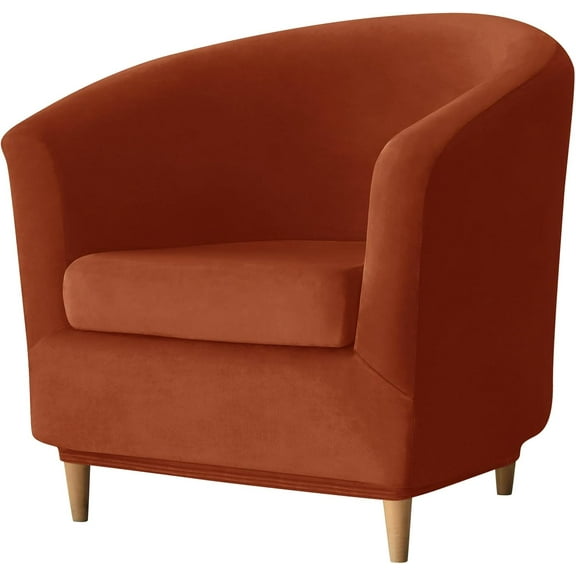 CHUNTIAN Velvet Club Chair Slipcover, 2-Piece Tub Chair Cover with Cushion Cover Soft Stretch Armchair Slipcover Non Slip Furniture Protector for Living Room (Light Blue)