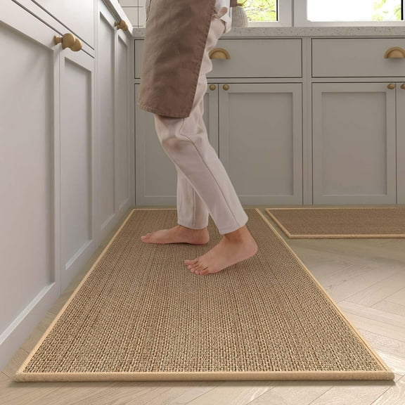 CHUNTIAN Washable Non-slip Kitchen Rug Faux Sisal Running Rug, Faux Woven Kitchen Mat Kitchen Runners With Back Made Of Natural Rubber