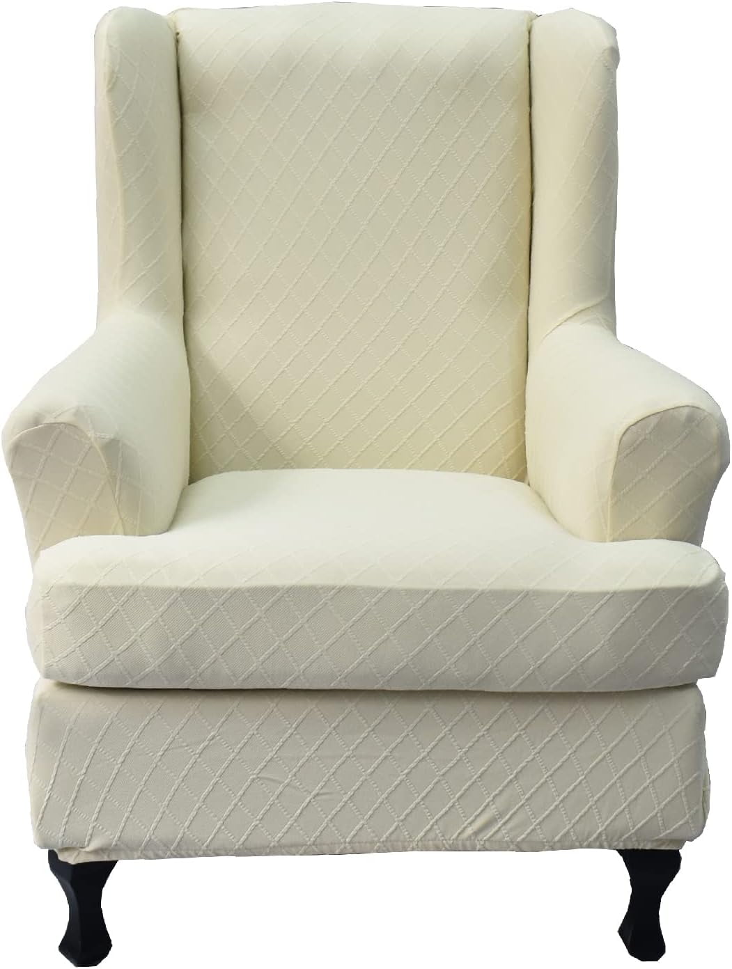 CHUNTIAN Wingback Chair Covers Slipcovers 2 Piece Stretch Wing Chair Covers Spandex Slipcovers Wingback Sofa Covers Armchair Covers Non-Slip Furniture Protector for Living Room Wingback Chairs, A13