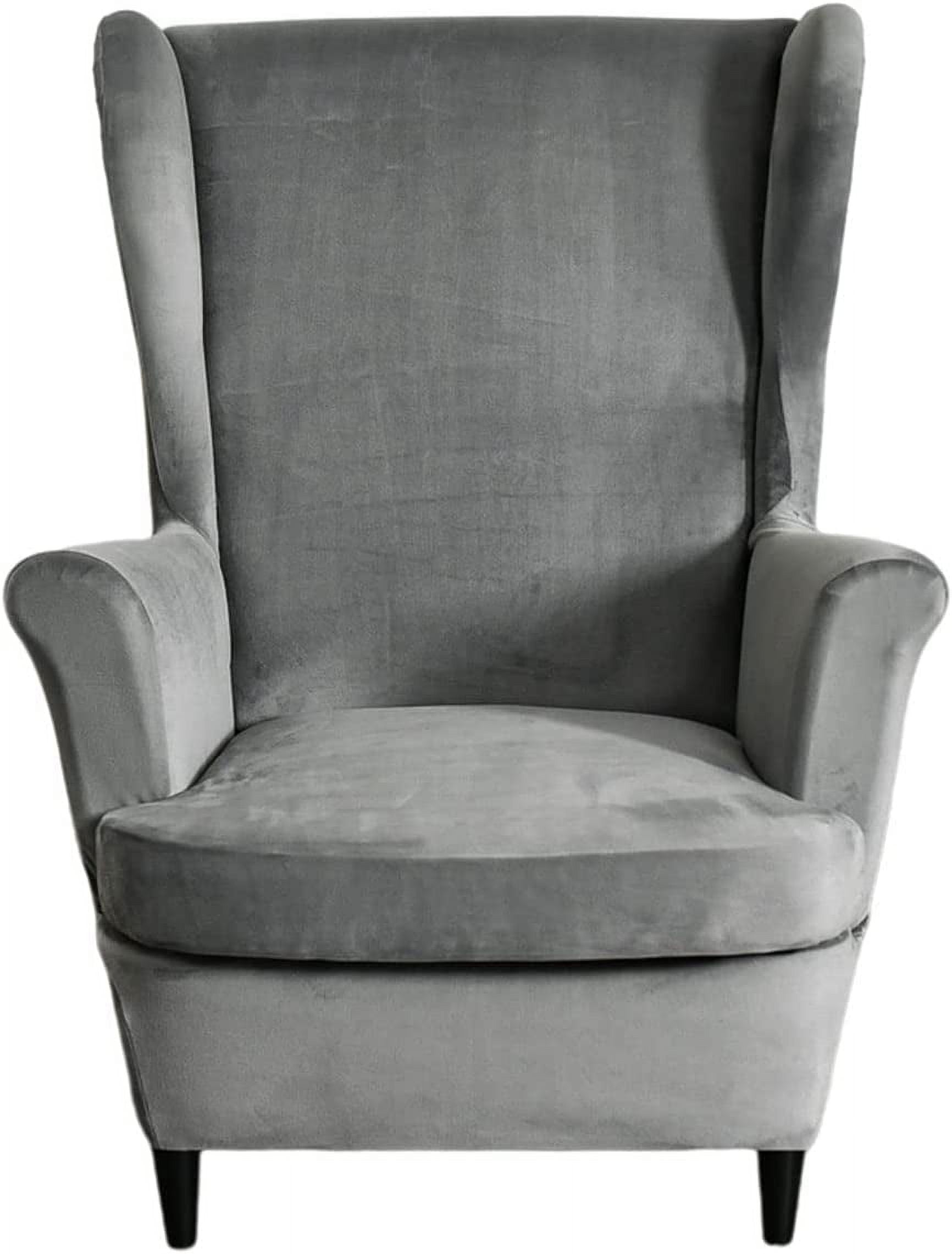 CHUNTIAN Wingback Chair Covers Slipcovers 2 Piece Stretch Wing Chair Covers Spandex Slipcovers Wingback Sofa Covers Armchair Covers Non-Slip Furniture Protector for Living Room Wingback Chairs, A13