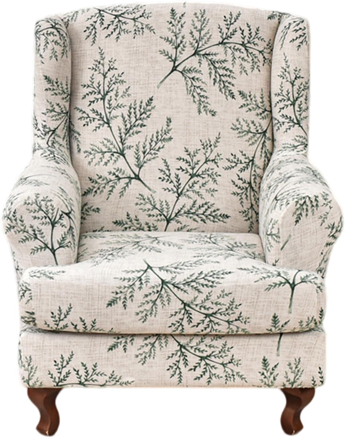 CHUNTIAN Wingback Chair Covers Slipcovers 2 Piece Stretch Wing Chair Covers Spandex Slipcovers Wingback Sofa Covers Armchair Covers Non-Slip Furniture Protector for Living Room Wingback Chairs, A13