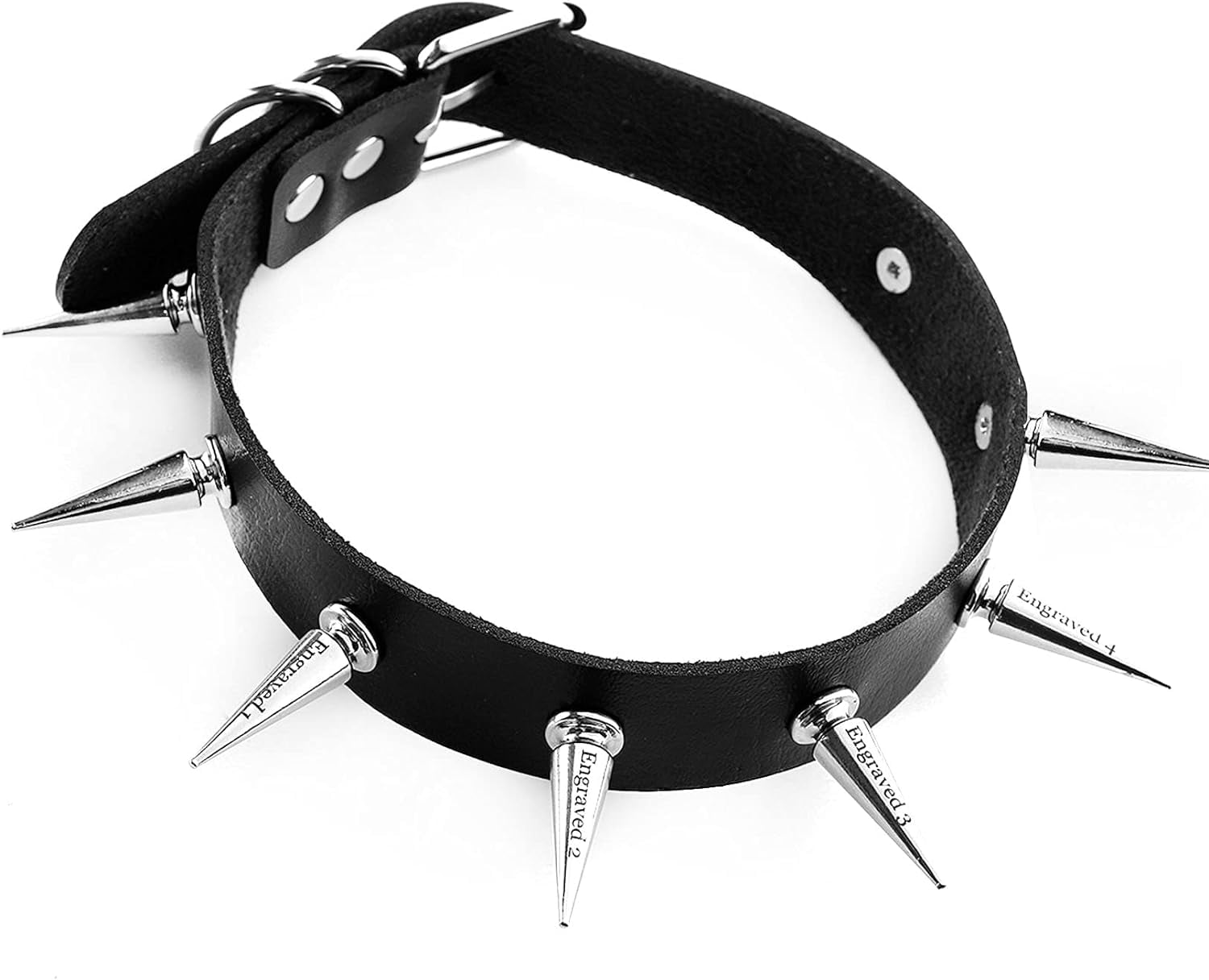 Choker industriale in pelle nera con punte - Gioielli di moda alternativi - Italia