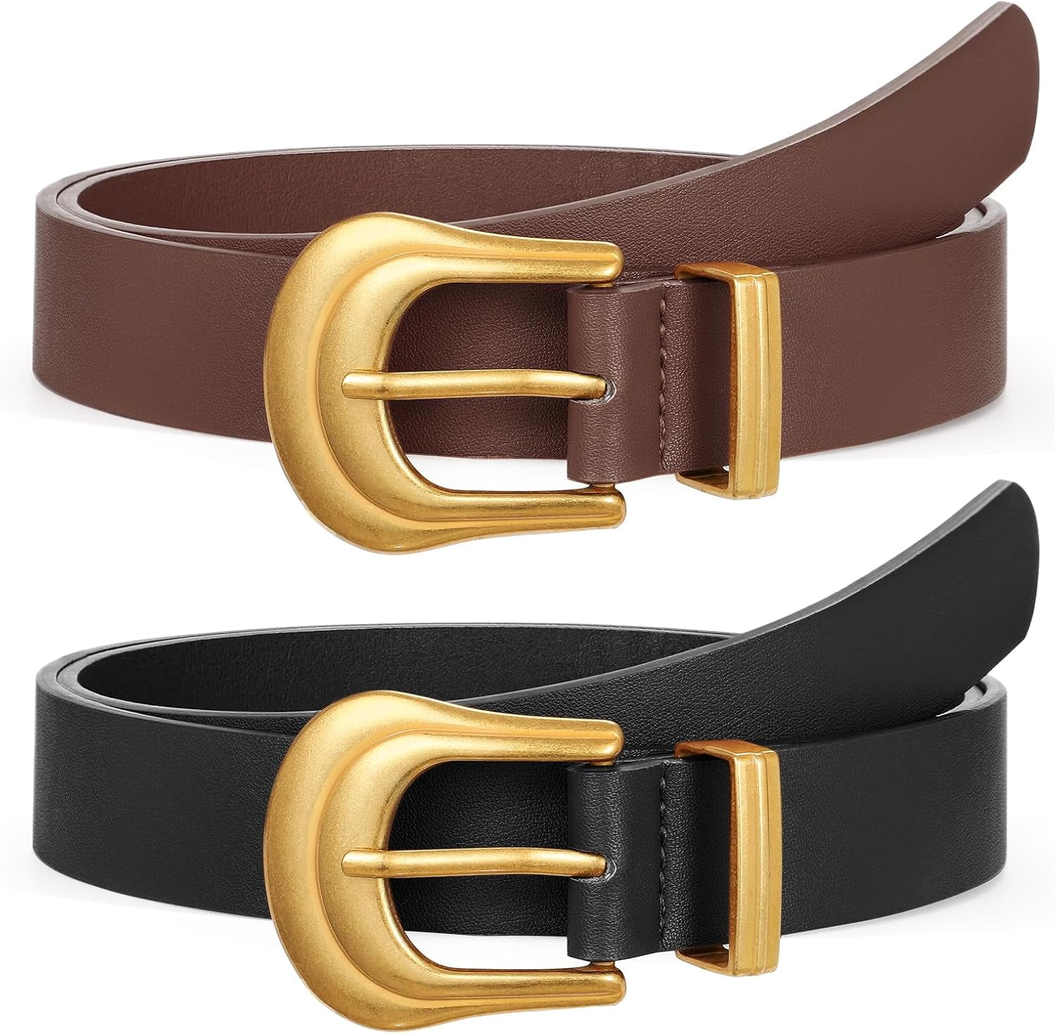 CHUNTIAN Women Western Belt Fashion Leather Belt with Gold Buckle for