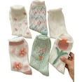 thumbnail image 1 of CHUNTIAN Women's 4 Pairs Sheer Mesh Flower Patterned Thin Casual Crew Socks Transparent Cute Summer Socks, 1 of 7