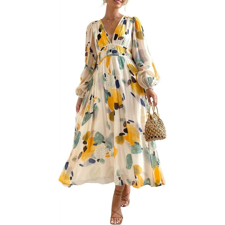 Women's V-Neck Printed Bohemian Dress Women's V-Neck Printed Bohemian Dress