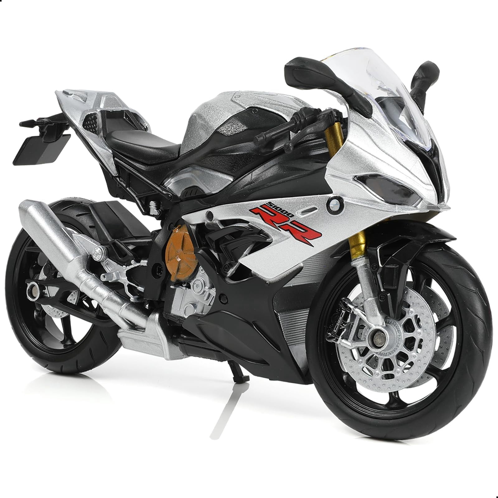 CHUNYAN 1:12 Motorcycle Model Toy for BMW S1000RR Metal Die-cast with Plastic Motorcycle Model No Assembly Required Mini Finished Moto Gift for Adult(White)