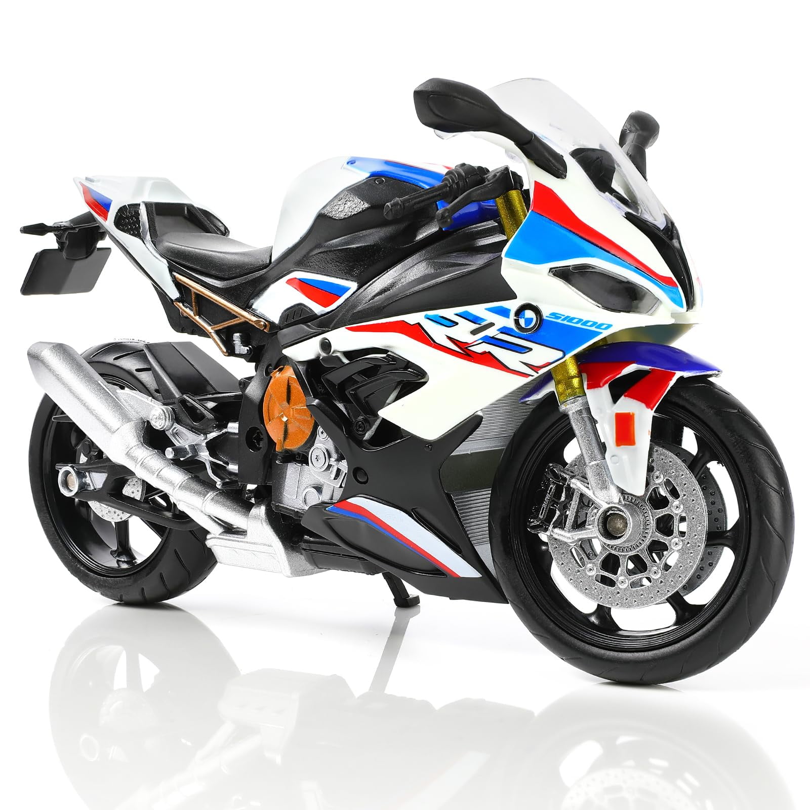 CHUNYAN 1:12 Motorcycle Model Toy for BMW S1000RR Metal Die-cast with Plastic Motorcycle Model No Assembly Required Mini Finished Moto Gift for Adult(White)