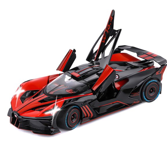 CHUNYAN 1:24 Bugatti alloy car model with lights and music, pull back car toy, gift for boys, girls