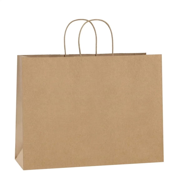 CHUNYAN 10PCS Large Kraft Paper Bags with Handles Bulk Recycled Paper Gift Bags Shopping Bags for Grocery Party Wedding 32x11x25cm
