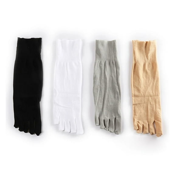 CHUNYAN 5 Pairs Women Men Nylon Toe Socks Solid Black White Ladies Girls Fashion Transparent Compression Thin Silk Socks Five Fingers