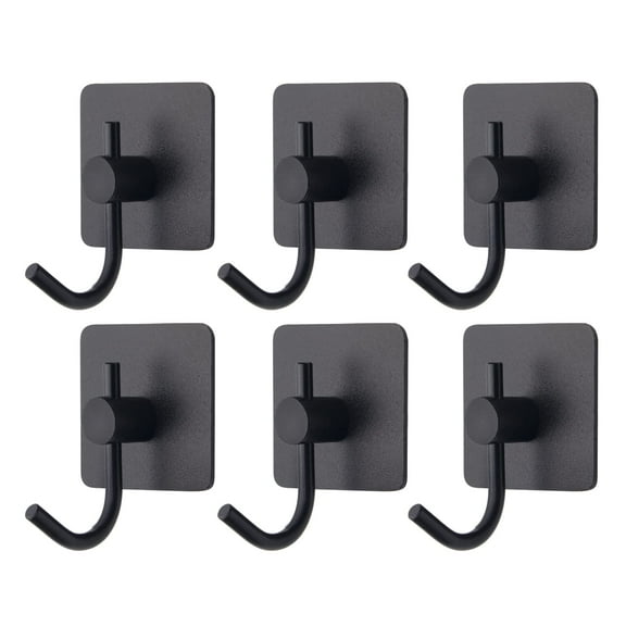 CHUNYAN 6-pcs space aluminum hooks, strong adhesive wall hooks, towel hooks, coat hooks, no need to punch holes