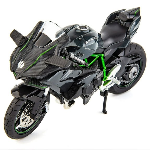 CHUNYAN Compatible for 1:12 Ninja H2R Motorcycle Model,Model Motorcycle, Suspension and Free Roller, Toy Car, Motorcycle Collection, Gift Black