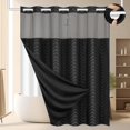 thumbnail image 1 of CHUNYAN Curtain and Liner Set, Black Snap in Shower Curtain Ringless Chevron Tufted Cloth Waterproof Washable Fabric Bath Curtain with See Through Top Window, 1 of 6