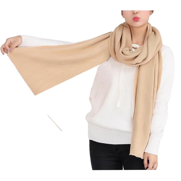 CHUNYAN Fashionable autumn and winter knitted scarf, solid color warm long scarf