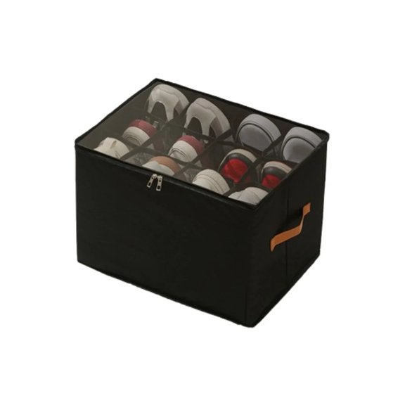 CHUNYAN Foldable 12 Grids Shoes Storage Box Dustproof Moisture-Proof Clothes Jeans Storage Box Reusable with Transparent Lid