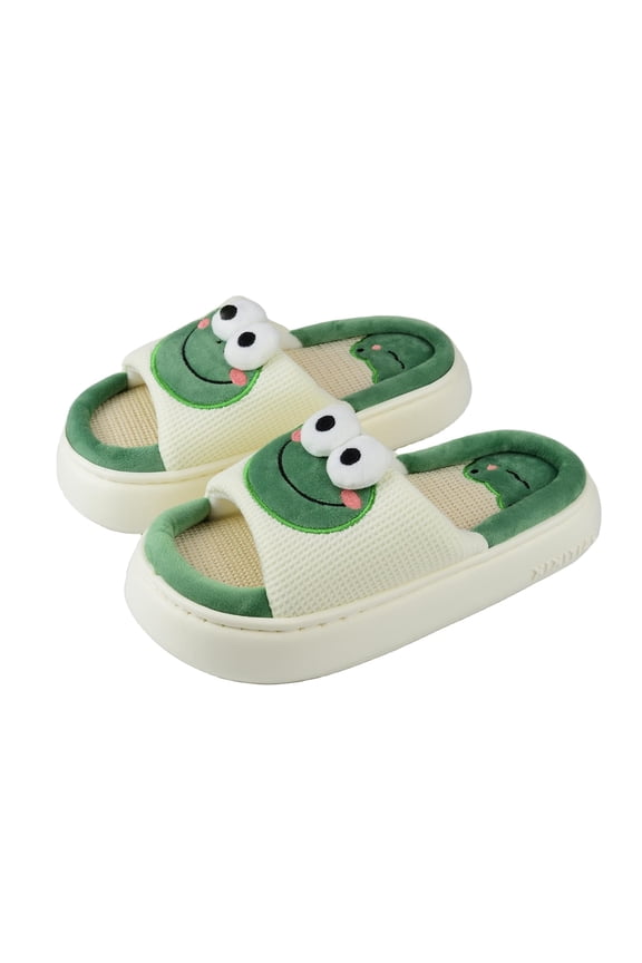 Frog Slippers, House Slippers For Women Indoor, Cute Cartoon Animal House Shoes Cotton Comfortable Bedroom Kawaii Womens/Mens Slippers Slides,Size 8