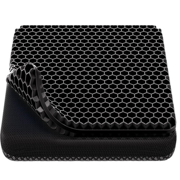 CHUNYAN Gel Seat Cushion, Cooling Thick Big Breathable Honeycomb Design Absorbs Pressure Points Seat Cushion with Non-Slip Cover for Office Chair Home Cars Wheelchair