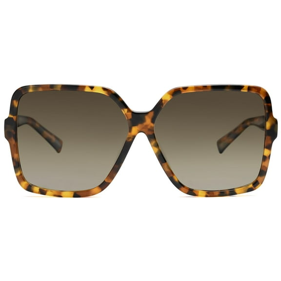 CHUNYAN Oversized Square Sunglasses for Women Big Large Wide Fashion Shades for Men 100% UV Protection Trendy Brown