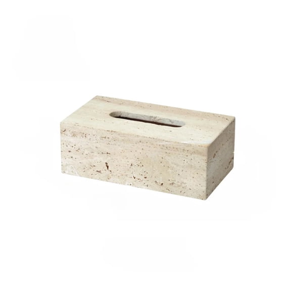 CHUNYAN Simple modern natural marble Travertine tissue box creative home hotel desktop paper box decoration ornament