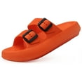 thumbnail image 1 of CHUNYAN Slides for Men Women Pillow Slippers Double Buckle Adjustable EVA Flat Sandal Black Women Size 5.5 6 6.5, 1 of 4