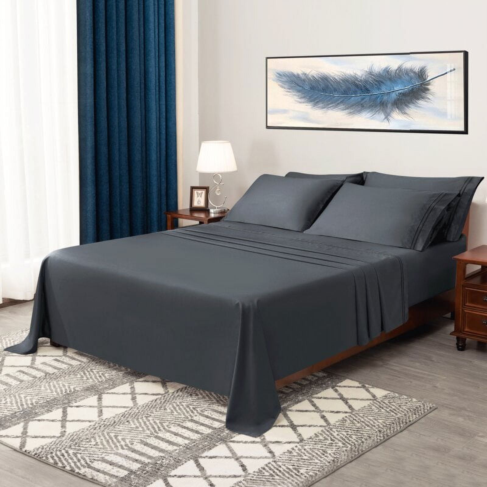 CHUNYI 1600 Thread Count Cotton Blend Sheet Set (Twin XL, Dark Gray