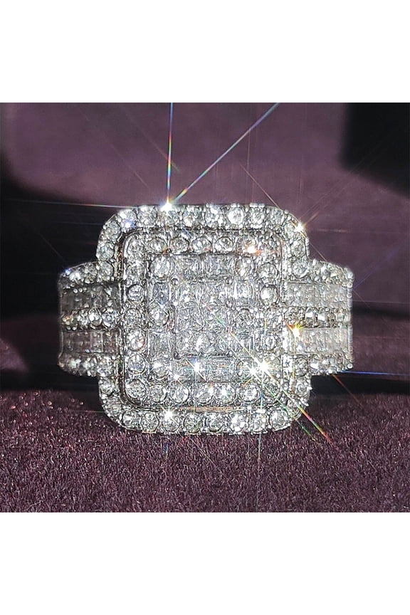 2pc Silver Promise Rings Delicate Design Knot Set Diamond Fashion Ring Light High Grade Ring