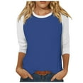 thumbnail image 1 of CHUOU 3/4 Sleeve Shirts for Women Summer Versatile Raglan Sleeve Casual Shirt Round Neck Simple Shirt Flowy Streetwear, 1 of 5