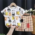 thumbnail image 1 of CHUOU Baby Boy Summer Clothes Cartoon Print Short Sleeve T Shirts Stretch Rolled Shorts Cute Toddler Outfits Set For 18-24 Months, 1 of 5