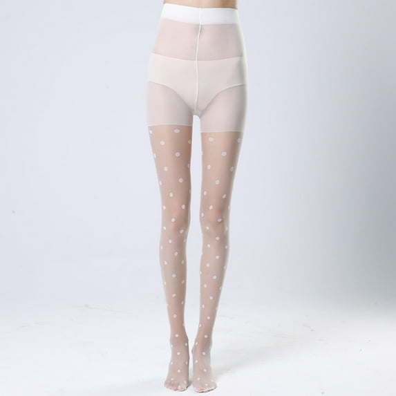 CHUOU Black Large Polka Dot Stockings For Women's Thin Summer And Autumn Black Silk Anti Hook Silk Ultra Thin Large Polka Dot Stockings