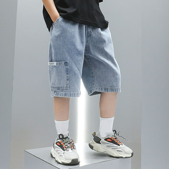 CHUOU Boys Denim Shorts Boys Straight Jeans Shorts Summer Casual Short With Pocket ,3-4 Years