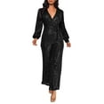 thumbnail image 1 of CHUOU Casual Jumpsuit Long Sleeve Belted Sequin Jumpsuit, 1 of 1