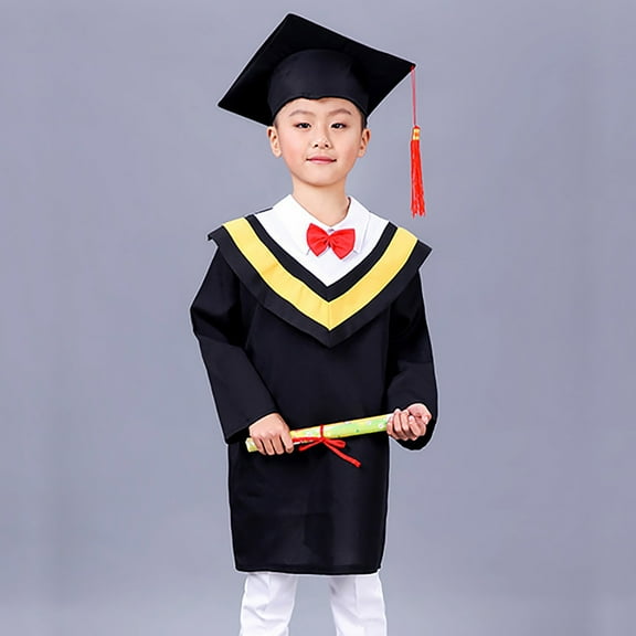 CHUOU Child Kids Boys Girls Preschool Kindergarten Graduation Gown With Bowknot Cap Set With Tassel,2 Years-3 Years