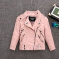 thumbnail image 1 of CHUOU Children Collar Motorcycle Leather Coats Kids Bomber PU Soft Leather Jackets For 9-10 Years, 1 of 4