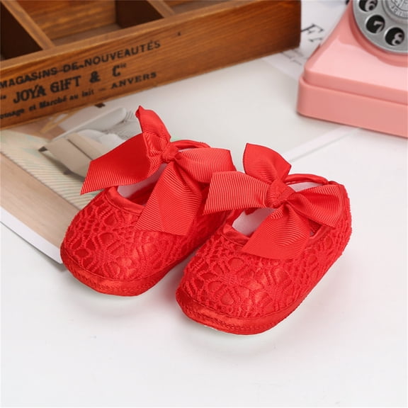 CHUOU Children Toddler Shoes Spring And Summer Girls Floor Sports Shoes Elastic Belt On Ribbon Bow Light And Comfortable