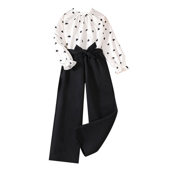 CHUOU Children's Clothes 2024 Spring Children's Clothing Children's Clothing Love Printed Long Sleeve Suit,9 Years-10 Years