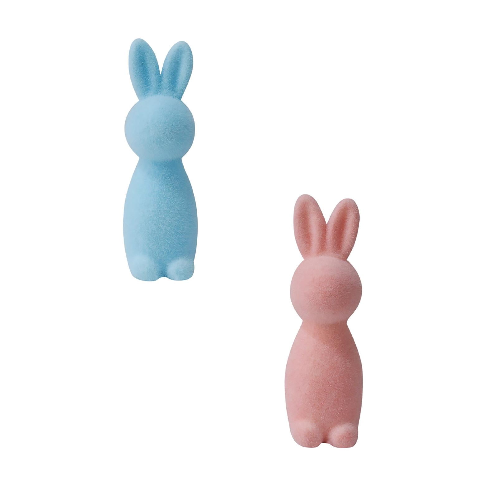 CHUOU Easter Flocked Bunny Decor, Blue and Pink, 7.48 Inch, 2PCS,the ...