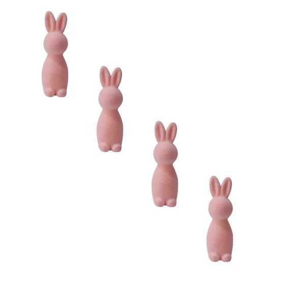 CHUOU Easter Flocked Bunny Decor, Pink, 7.48 Inch, 4PCS,the Fun Way For You To Celebrate Easter