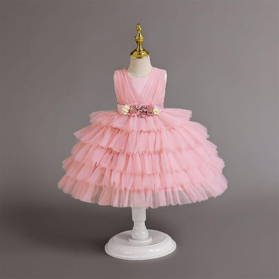 CHUOU Flower Girls Tulle Dress Bridesmaid Sparkle Wedding Pageant Dresses Princess Birthday Party For 1-2 Years