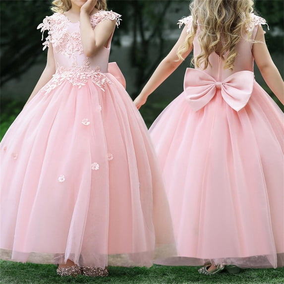 CHUOU Flower Girls Tulle Dress Bridesmaid Sparkle Wedding Pageant Dresses Princess Birthday Party For 6-7 Years
