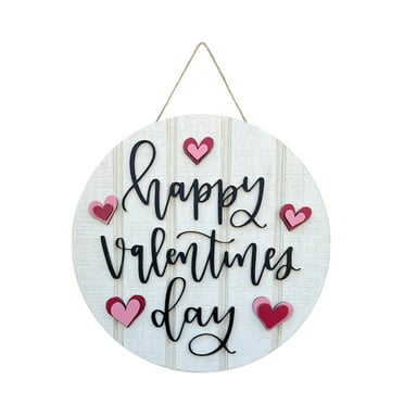 CHUOU Happy Valentine's Day Shiplap Sign Car With Love Heart Wood Door Hanger Rustic Valentines Decor Farmhouse Wall Decor Valentine Heart Decor Entry Way Decor Hello Valentine