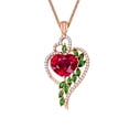 thumbnail image 1 of CHUOU Heart-shaped Rose Necklace Female Jewelry Set With Green Diamonds, 1 of 3