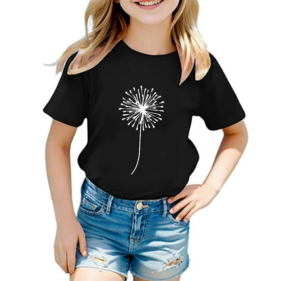 CHUOU Kids Boys Girls Casual Dandelion Print Crew Neck Short Sleeve TShirt Top,11 Years-12 Years