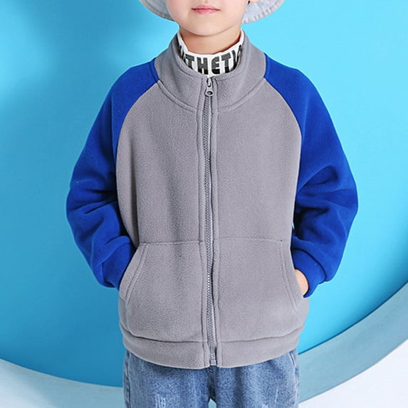 CHUOU Kids Boys Girls Colorblock Full Zip Polar Fleece Jacket Toddler Coat For 11-12 Years
