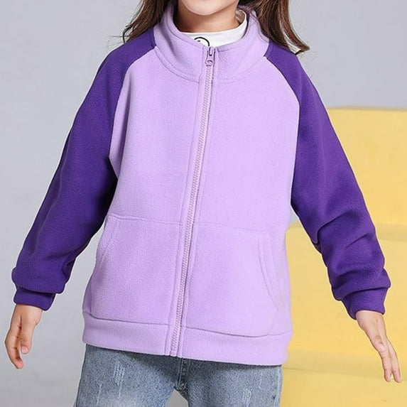CHUOU Kids Boys Girls Colorblock Full Zip Polar Fleece Jacket Toddler Coat For 11-12 Years