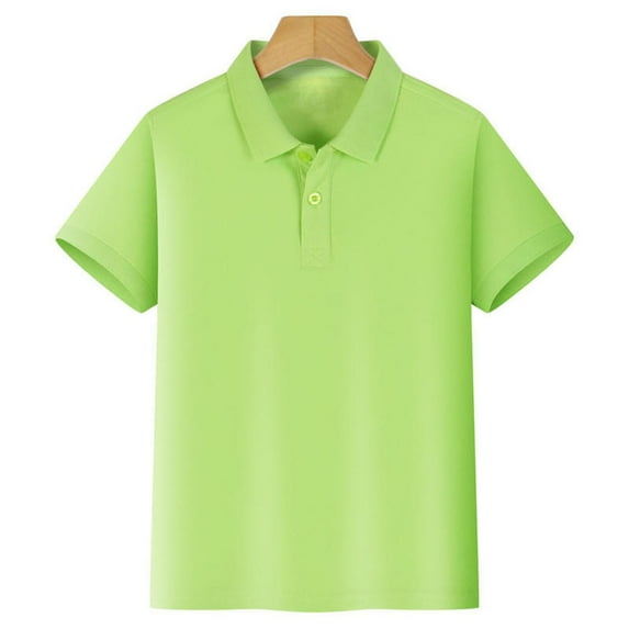 CHUOU Kids Boys Girls Short Sleeve Shirt Button Closure Comfortable & Soft Pique Fabric For 7-8 Years